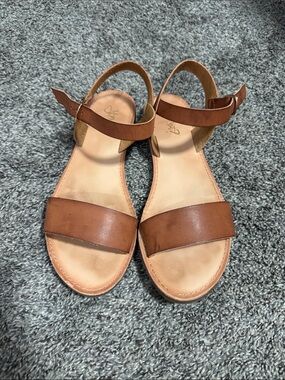 Brown Leather Ankle-Strap Sandals